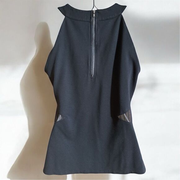 Ro & De Black Dressy Sleeveless Top Back Zipper Back Sheer Diamond Mesh Cutouts - Picture 2 of 9